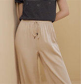 Pantalon de Pyjama en Soie à Jambes Larges et Droites
